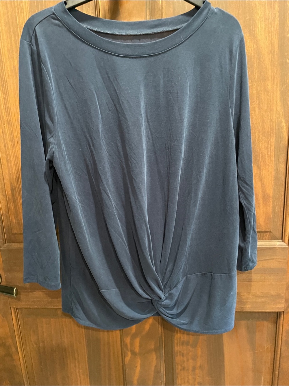 LOFT Navy Twist-Knot Long Sleeve Top